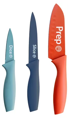 Produktbild von MasterChef Messer Set, Messerset mit 3 Scharfes Küchenmesser, Mehrfarbig