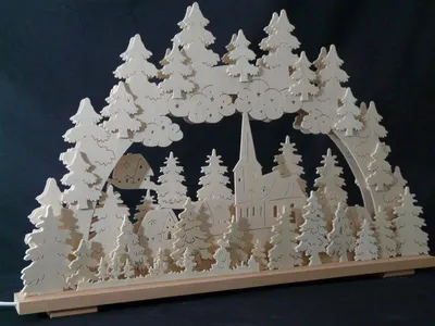 Obrázok produktu pre Sviečkový oblúk s kostolom a osvetlením ŠxVxH 70x44x7cm NOVINKA