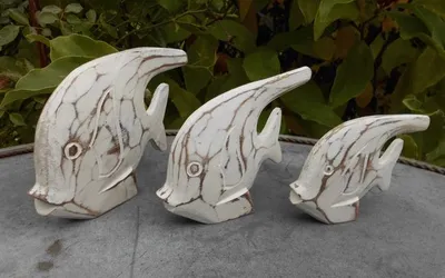 Produktbild von Fische Set Ostsee Statuen Deko-Objekt 3er Set weiss maritim 11-15 cm