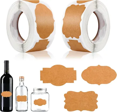 Produktbild von 600Stš¹ck Kraft Etiketten Aufkleber,2 Rollen Kraft Paper Etiketten Selbstklebend,Marmeladen Etiketten,Danke Sch?n Aufkleber Rund Selbstklebend Dankesch?n Sticker Hochzeit,fš¹r Flasche,Geschenkverpackung