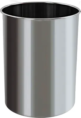 Produktbild von Stillvoller runder Metall Papierkorb | 15 Liter, HxØ 30,5x25,5cm | Edelstahl