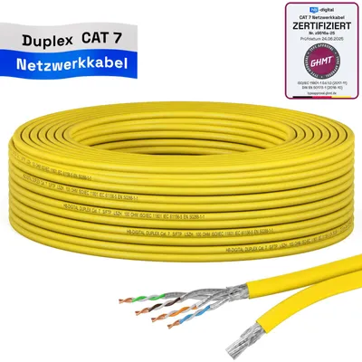 Produktbild von hb-digital Netzwerkkabel CAT 7 Duplex 15m max. 1000 MHz S/FTP LSZH AWG23 gelb
