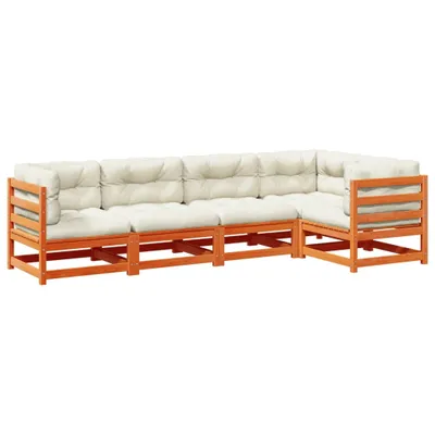 Produktbild von Möbel 5-tlg. Garten-Sofagarnitur mit Kissen Wachsbraun Kiefernholz - Gartenmöbelset 3299435
