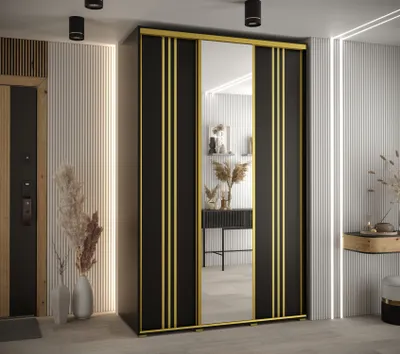 Produktbild von Kleiderschrank ASIRI 7 – 150/45 cm, schwarz/gold
