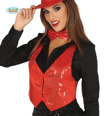 Produktbild von rote Pailletten Weste für Damen Gr. M/L