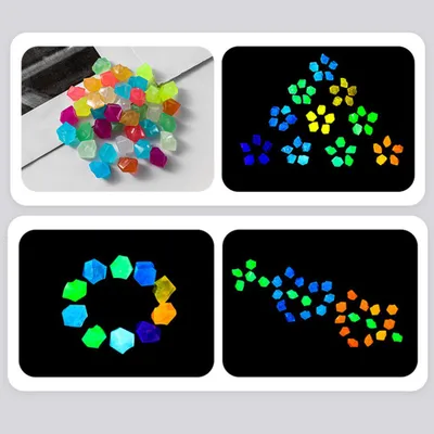 Obrázek produktu pro Zerodis Luminous Stones 500, pryskyřicové svítící kameny, dekorace do akvária, kameny na zahradní cestu, smíšené barvy, ekologické, ve tvaru diamantu, osvětlující vodní krajinu, dvůr (100ks)