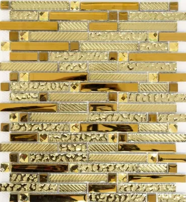 Produktbild von Mosani MOS86-0107, Mosaik, Glas, Gold, Indoor, Rechteck, 298 mm