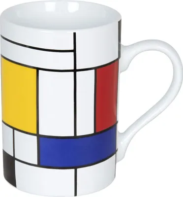 Große Tasse, Mondrian-Muster, 300 ml, Porzellan