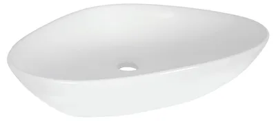 Produktbild von Differnz Rigi Waschschüssel - Hergestellt aus Keramik - Farbe Weiß Hochglanz - Dreieckige Form - Ohne Überlaufsystem - Geeignet zur Befestigung auf einer Platte - Maße 59 x 39 x 13 cm