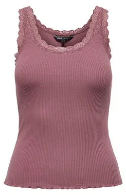 Produktbild von ONLY Damen Top - ONLSARA SHARAI LIFEW TANK TOP, Spitze,  gerippt, Rundhals, Baumwolle Rosa M
