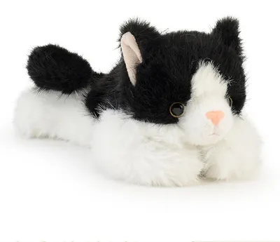 Image de Peluche chat pour enfants, noir et blanc