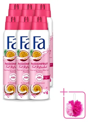 Obrázok produktu pre 6 kusov deodorantu vo spreji Fa Passion Fruit, 150 ml - balenie