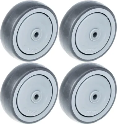Immagine prodotto di ruota da 125 mm 5" in gomma grigia con centro in plastica forte portata 520 kg, set da 4
