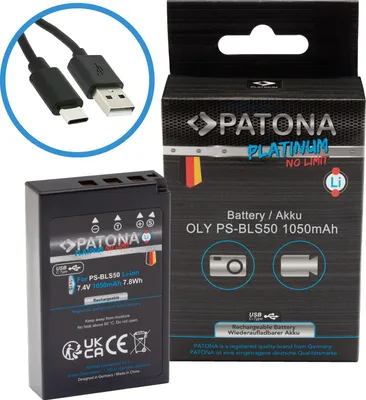 Image de PATONA batterie pour photo Olympus BLS-5/BLS5 1050mAh Li-Ion Platinum USB-C charging
