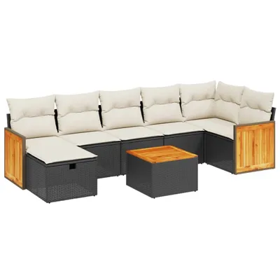 Produktbild von vidaXL 8-tlg. Garten-Sofagarnitur mit Kissen Schwarz Poly Rattan