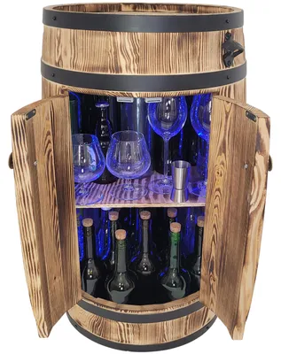 Immagine prodotto di Barile in legno con illuminazione LED RGB colorata e porta
