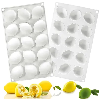 Obrázek produktu pro 3D silikonová forma na citron, 15 výlepků pro muffiny, cupcakes, pudink, želé, koláče a domácí dezerty