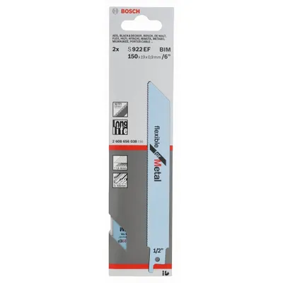 Zdjęcie produktu dla Bosch 2 608 656 038, Brzeszczot do piły, Metale nieżelazne, Stal, Bimetaliczny, Niebieski, 1,4 mm, 15 cm