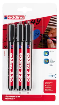 Image de edding 330 Marqueur permanent noir (blister de 3)