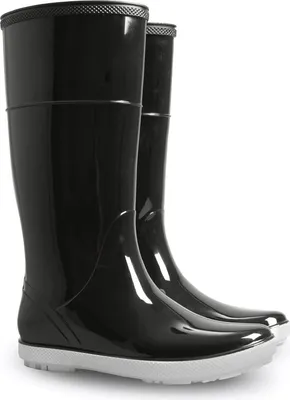 Produktbild von DEMAR Damen Mädchen Gummistiefel Regenstiefel Langschaft Gartenschuhe Boots Wasserdicht Schwarz glänzend 36