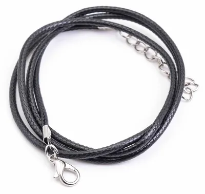 Produktbild von Vintageparts Halskette gewachste Kordel schwarz Karabinerverschluss 61cm 5 Stück