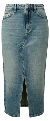 Produktbild von s.Oliver High Rise Midirock aus Baumwollmix mit Used-Effekt und 5-Pocket-Form