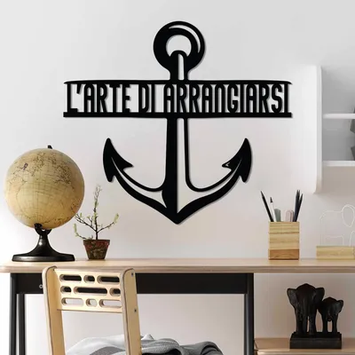 Image de Wallity, Arrangiarsi 4, Accessoire mural décoratif en métal, noir, 100 % METAL, 56 x 50 cm
