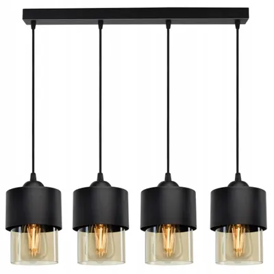 Produktbild von LUXOLAR Pendelleuchten 4 flammig Schwarz mit honig transparent E27 60 W, Deckenleuchte für Wohnzimmer, Küchen - Hängelampe Modern Design