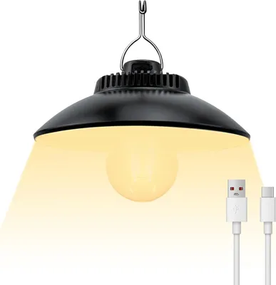 Produktbild von Campinglampe wiederaufladbar 300 Lumen, IPX4, Retro Zeltlampe mit Haken für Camping