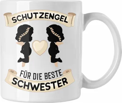 Produktbild von Trendation - Schutzengel Schwester Tasse Geschenk für Schwester Geschenkidee Beste Schwester Geburtstag (Weiß)