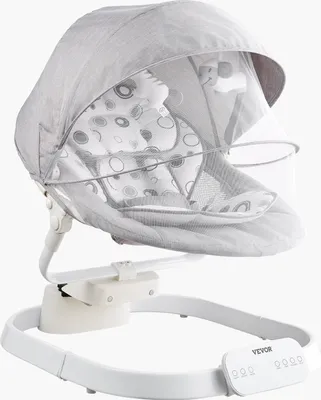 Zdjęcie produktu dla Huśtawka dla niemowląt VEVOR z 3 prędkościami, ekranem dotykowym IMD, pilotem, Bluetooth i 10 zaprogramowanymi piosenkami, odpowiednia dla dzieci od 0-9 miesięcy do 9 kg