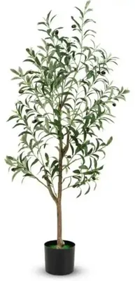 Produktbild von 130 cm hohe künstliche Olivenbaum mit realistischen Früchten