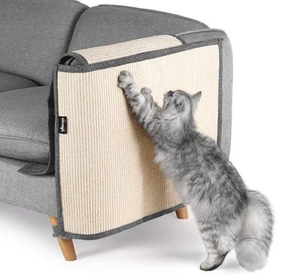 Image de Coussin anti-griffures pour chat, gris foncé, sisal, à gauche