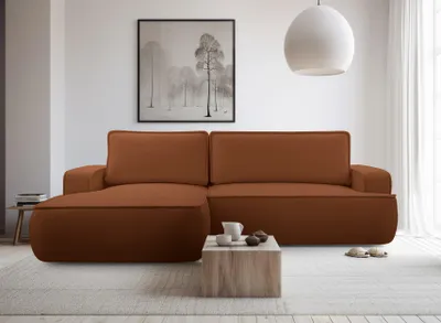 Produktbild von AX LIVING Ablia Sofa L Form mit Schlaffunktion Ziegelrot 267 cm L