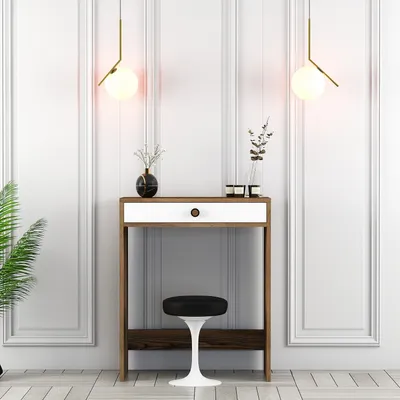 Produktbild von Skye Decor, Lizbon - Walnut, White, Schminktisch, Nussbaum, 100 % MELAMINBESCHICHTETE SPANPLATTEN, 70 x 84,7 x 40 cm