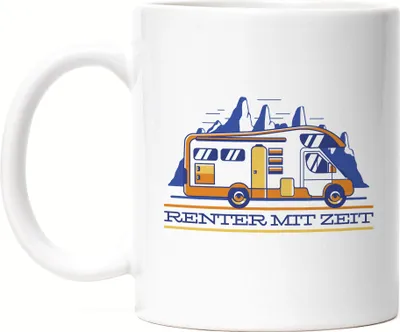 Produktbild von Rentner mit Zeit Tasse Weiß Camping Rentner Pension Zelten Wohnwagen Wohnmobil Geschenkidee