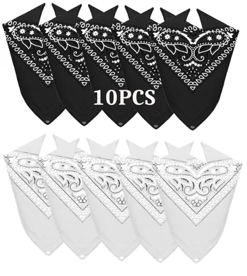 Productafbeelding van Solidchoice - Bandana's van 100% Katoen, Set van 10 in Zwart en Wit