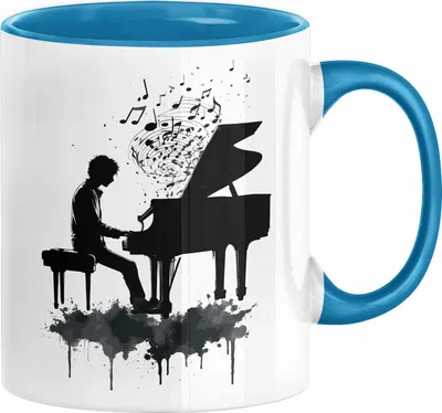 Produktbild von Klavier-Spieler Geschenk Tasse Grafik Piano Spielerin Geschenkidee Becher (Blau)