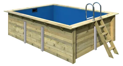 Produktbild von Trend Holzpool Set Rechteck 350x440x124cm Innenhülle 0,6mm Blau : 350x440cm