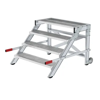 Produktbild von Günzburger Steigtechnik Arbeitspodest fahrbar Stufenbreite 1.000 mm Stahl-Gitterrost 4 Stufen - 050440