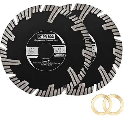 Immagine prodotto di Disco diamantato da 125 mm per tagliare granito, marmo, cemento, mattoni, muratura, con foro di 22,23 mm