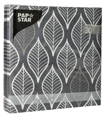 Zdjęcie produktu dla PAPSTAR 88086 PAPSTAR Motivservietten "Leafy", 330 x 330 mm, dunkelgrau