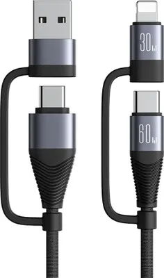 Image de Câble de charge rapide 4 en 1 NextBatt 60 W multifonctionnel