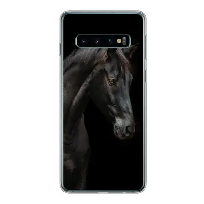 Produktbild von MuchoWow® Handyhülle Schutzhülle Hülle für Samsung Galaxy S10 Pferd - Tiere - Schwarz - Porträt Silikon Softcase Handy Hülle - Handytasche