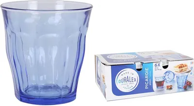 Produktbild von Duralex 1028BB06/6 - Picardie Wasserglas, 6er-Pack, transparent blau