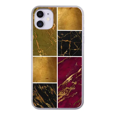 Produktbild von MuchoWow® Handyhülle Schutzhülle Hülle für iPhone 11 Marmor - Gold - Schwarz - Rosa Silikon Softcase Handy Hülle - Handytasche