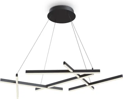 Produktbild von Schwarze LED Pendelleuchte Asymmetrisch, 6 Flammen, Maytoni LINE, 3100lm