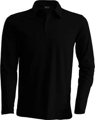 Produktbild von Kariban Herren Polo-Shirt Langarmshirt Poloshirt Langarm Polohemd, Größe:4XL, Farbe:Schwarz