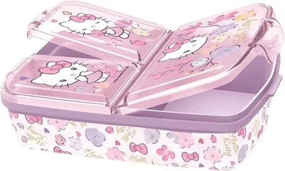Image de Boîte à goûter Hello Kitty pour enfants - Boîte à lunch avec 3 compartiments & design sympa