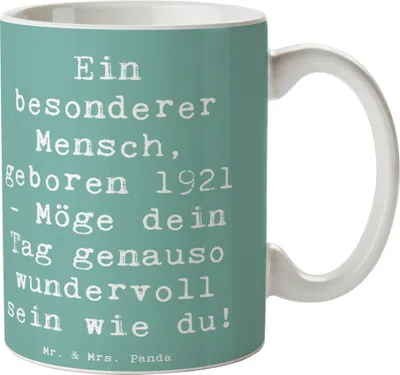 Produktbild von Mr. & Mrs. Panda Tasse Spruch 1921 Geburtstag - Meeresbrise - Geschenk, kaffeetasse bedruckt, Geburtstagsgeschenk, Henkelpott, Geburtstagsfeier, Geburtstagsgruß, Alter